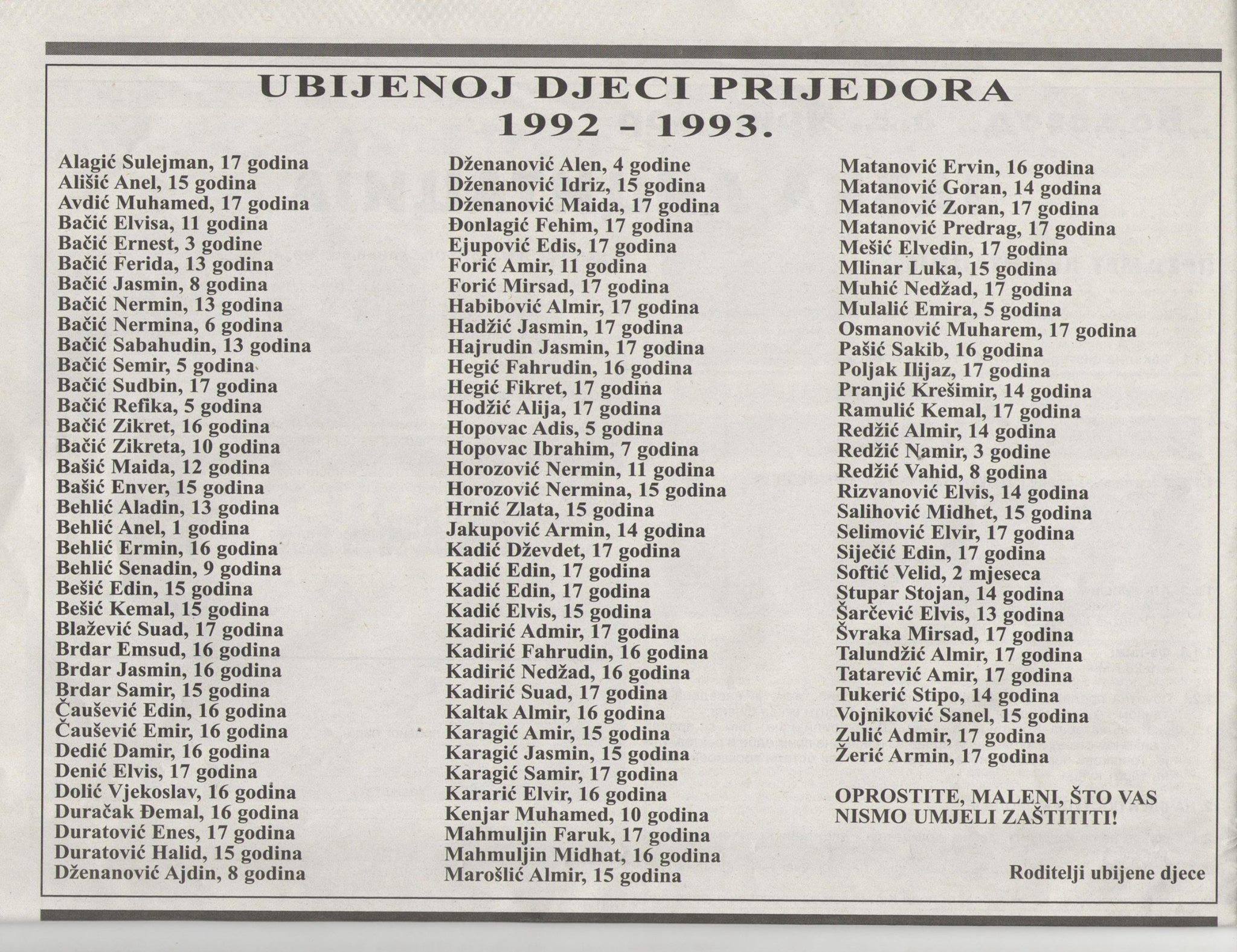 Dan-bijelih-traka-Imena-ubijene-djece